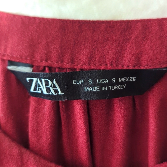 ZARA CRANBERRY BUTTON FRONT ACCENT WAIST DRESS SMALL - Picture 12 of 13